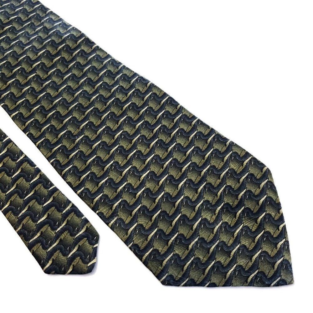 The Nature Conservacy Galapogos Pintail‎ Green Geometric Wide Silk Tie